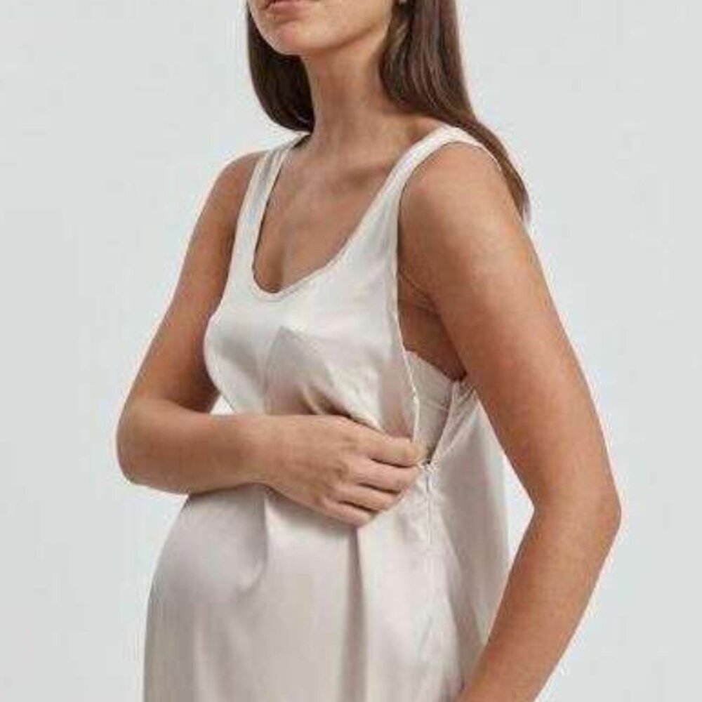 Legoe Heritage Women's Pink Satin Seville Nursing Dress Slip Maxi Dress - Picture 3 of 7